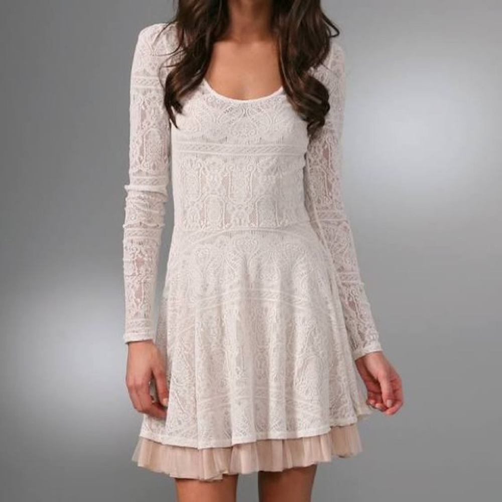 rare free people cream lace dress